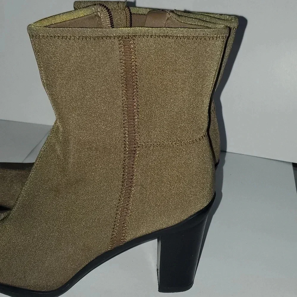Apostrophe Womens Ankle Boot Heels Size 10M Beige Fabric Pointed Toe 'Naomi' - Picture 6 of 15